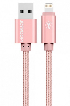 Кабель JOYROOM, USB - Lightning 8-pin, 1.2м, Fabric Series, Розовый JR-RS803