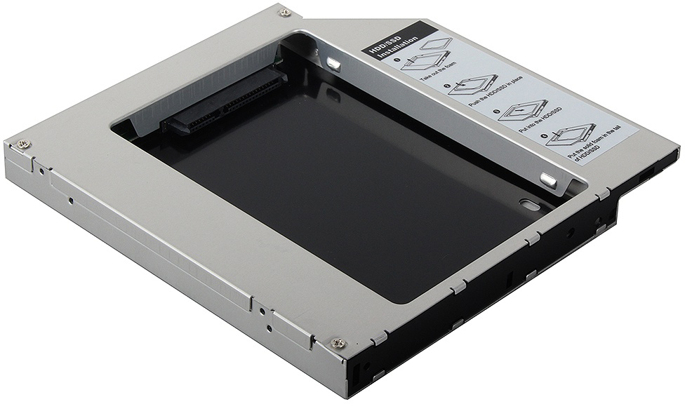 Переходник Optibay AgeStar SSMR2S для установки в ноутбук/моноблок SSD/HDD SATA вместо DVD-привода (12,5mm) SSMR2S