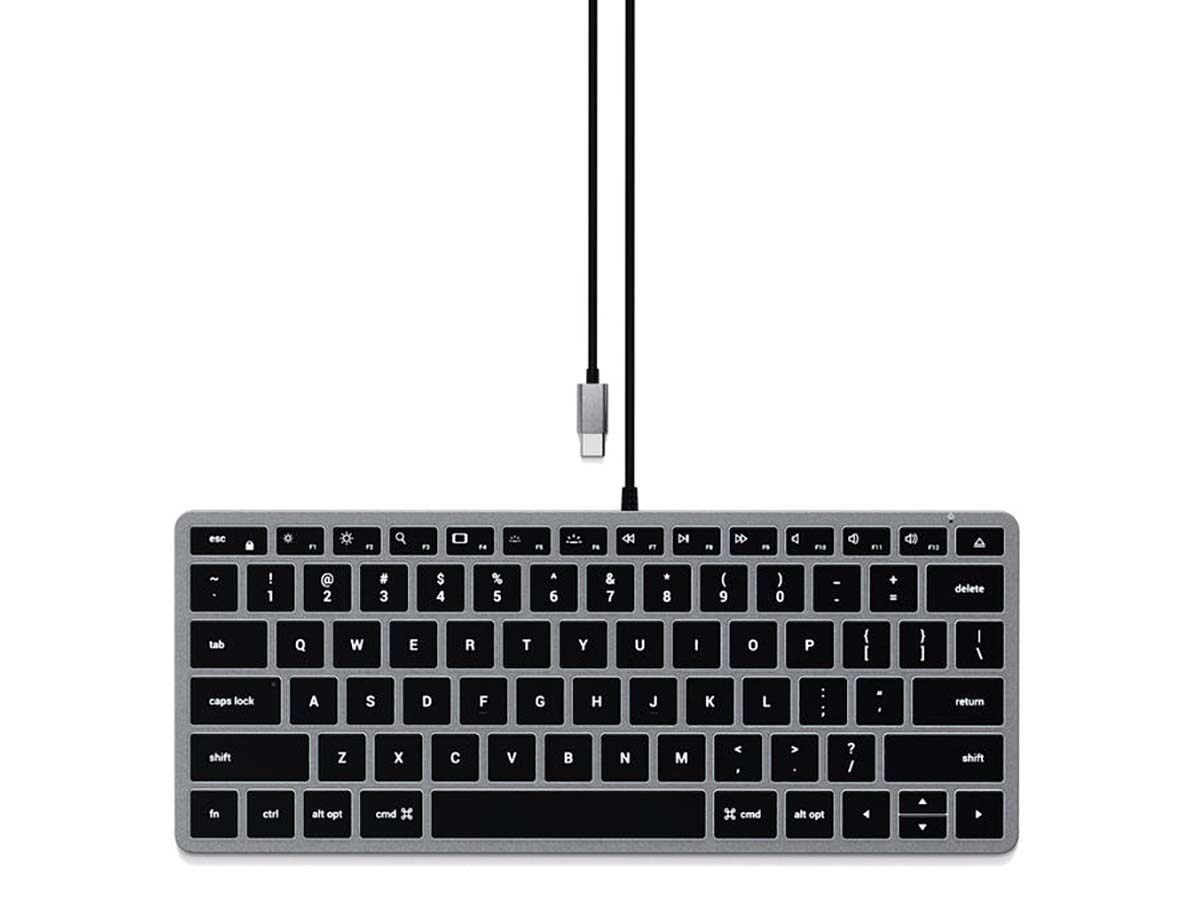  Клавиатура проводная Satechi Slim W1 Wired Backlit Keyboard, USB Type-C, Серый, ST-UCSW1M-RU