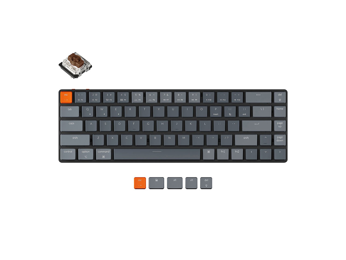 Клавиатура механическая беспроводная Keychron K7, Bluetooth, RGB, Brown Switch, Черный/Серый K7E3