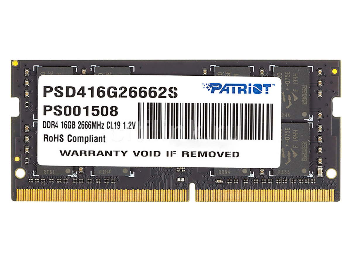 Модуль памяти PATRIOT Signature Line SO-DIMM DDR4 16ГБ PC4-21300, 2666MHz 1.2V, CL19, PSD416G26662S