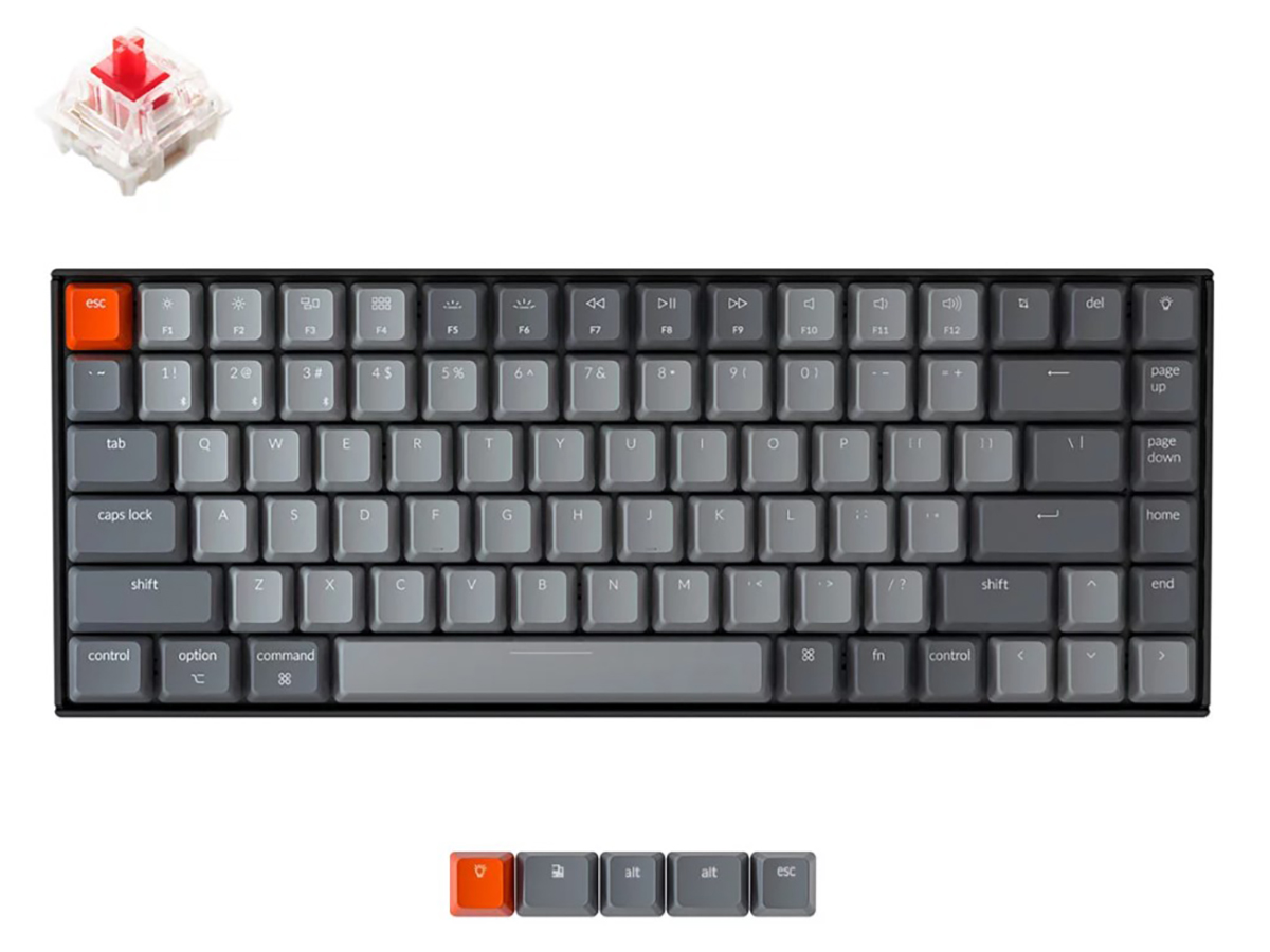 Клавиатура беспроводная механическая Keychron K2 v2 (Hot-swappable), Gateron G Pro Red Switch, Bluetooth, RGB, 4000мАч, Серый K2C1H