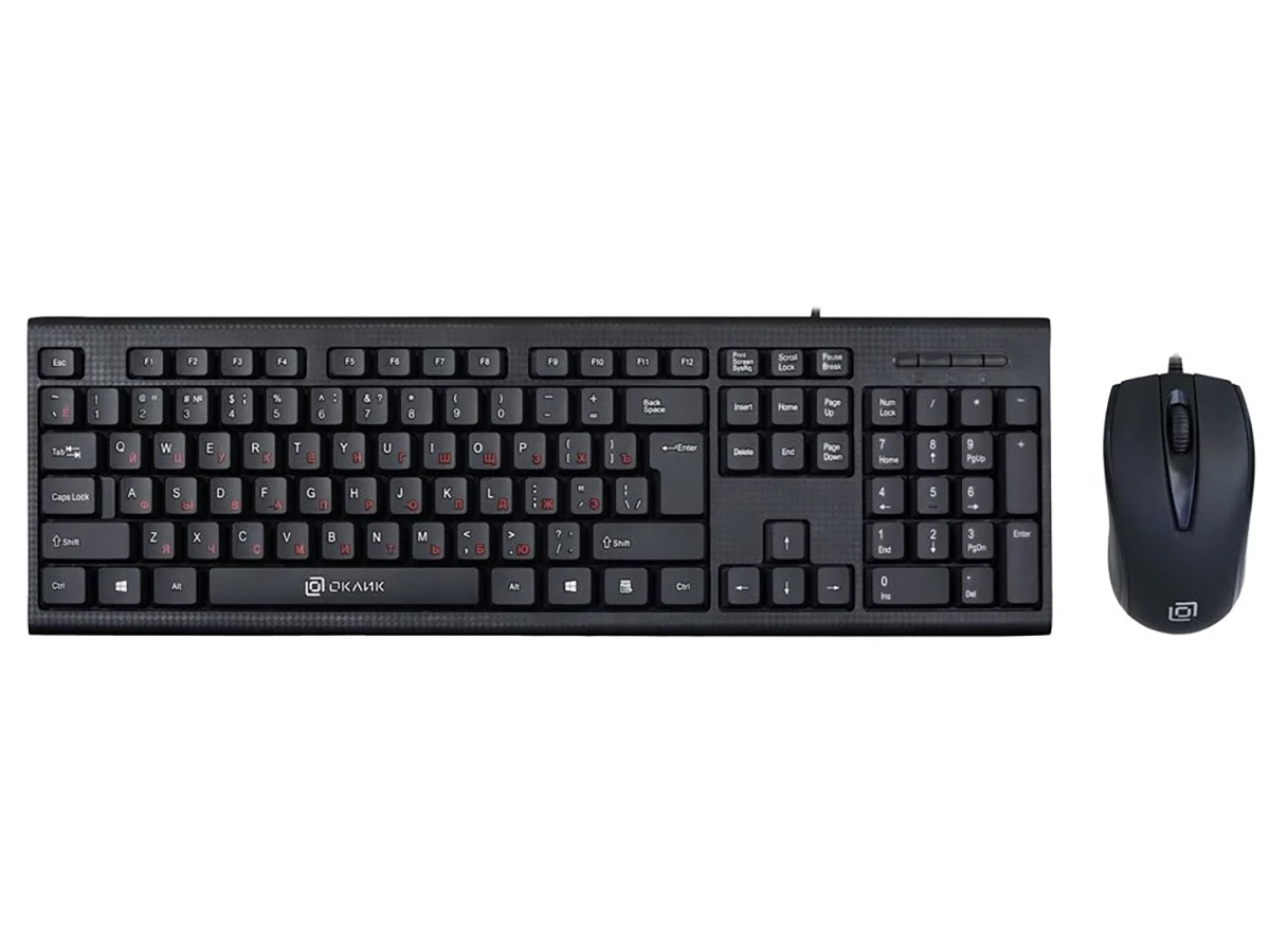 Комплект проводной клавиатура+мышь Oklick 630M, USB, Черный 1091260 - фото 1