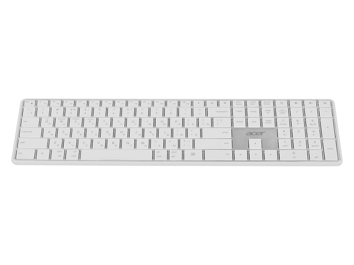 Клавиатура беспроводная Acer OKR301, Bluetooth/Wireless, Белый/Серебристый ZL.KBDEE.015 - фото 1