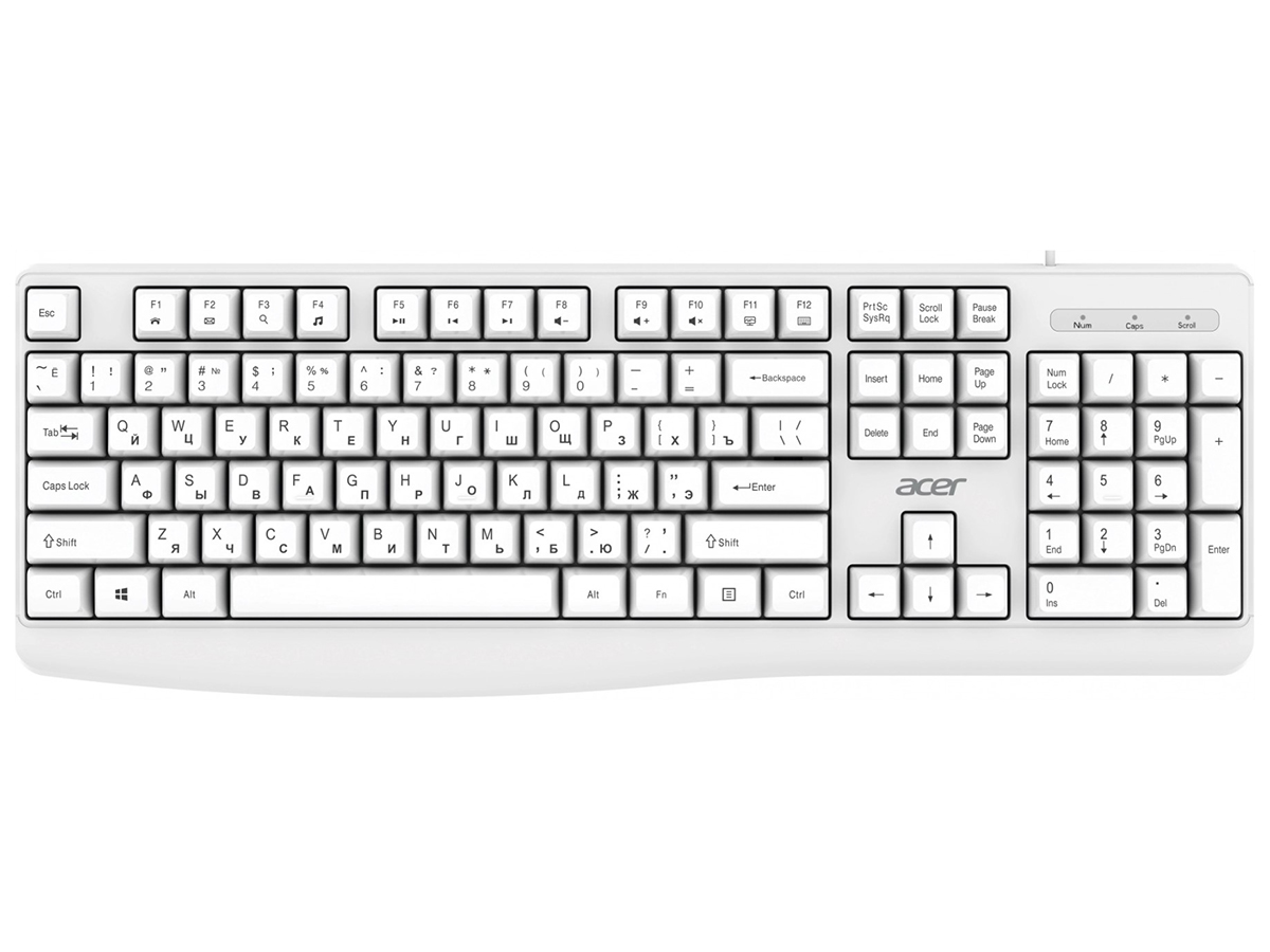 Клавиатура проводная Acer OKW301, USB, Белый ZL.KBDCC.01B