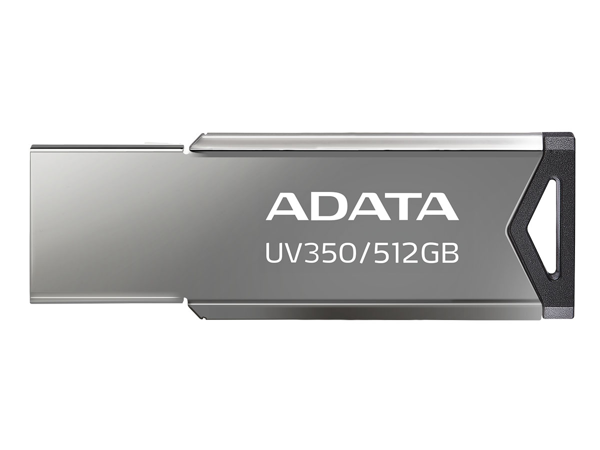 Флешка ADATA UV350, 512Gb, USB 3.2, Серебристый/Черный AUV350-512G-RBK